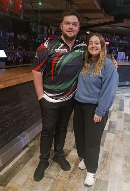 Llew and partner Hannah Davies